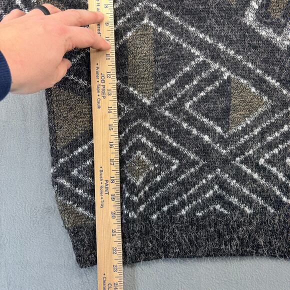 Le Tigre Sweater Boys XL Size 20 Brown Geometric Fuzzy Hairy Brushed Long Sleeve - Picture 5 of 7